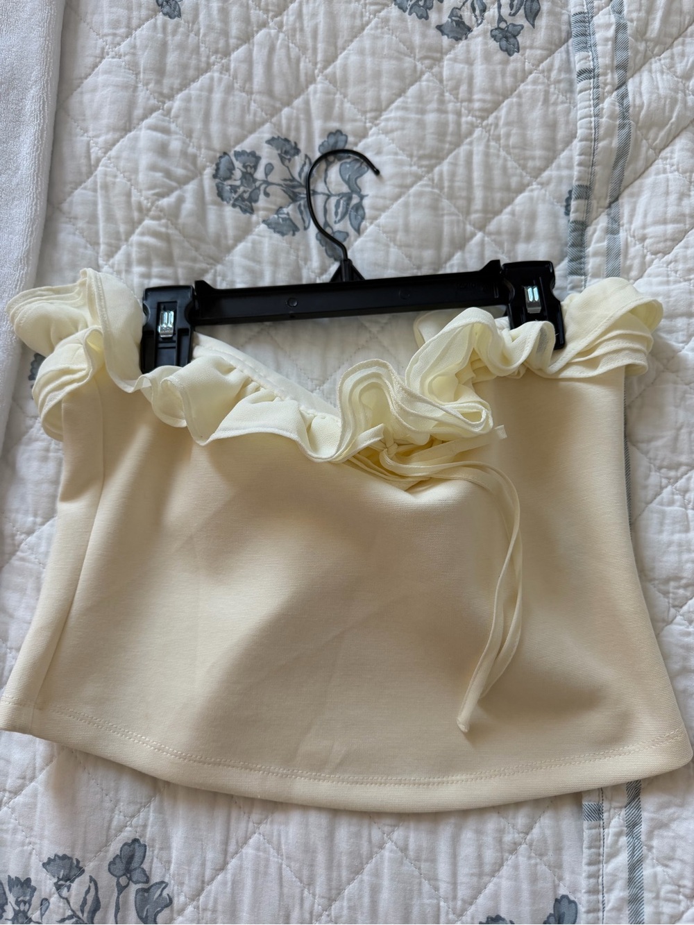 Meshki Cream Ruffle Trim Strapless Camisole